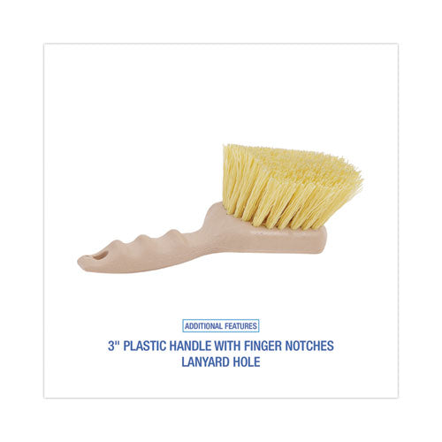 Image of Boardwalk® Utility Brush, Cream Polypropylene Bristles, 5.5" Brush, 3" Tan Plastic Handle