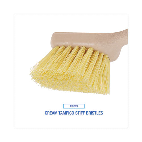 Image of Boardwalk® Utility Brush, Cream Polypropylene Bristles, 5.5" Brush, 3" Tan Plastic Handle
