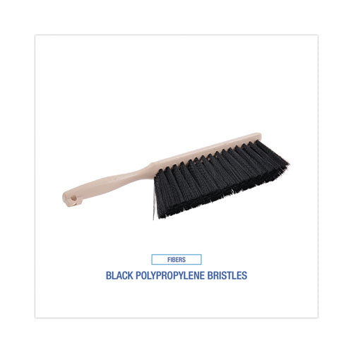 Image of Boardwalk® Counter Brush, Black Polypropylene, 4.5" Brush, 3.5" Tan Plastic Handle