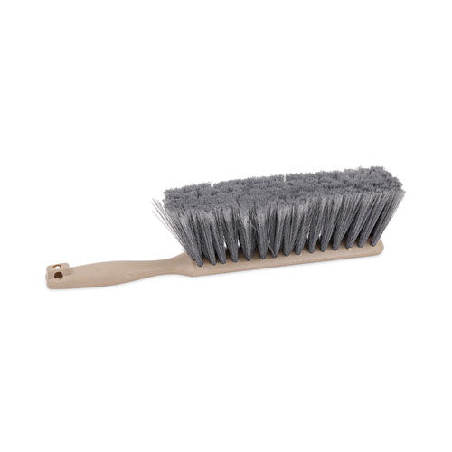 Image of Boardwalk® Counter Brush, Gray Flagged Polypropylene Bristles, 4.5" Brush, 3.5" Tan Plastic Handle