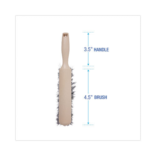 Image of Boardwalk® Counter Brush, Gray Flagged Polypropylene Bristles, 4.5" Brush, 3.5" Tan Plastic Handle