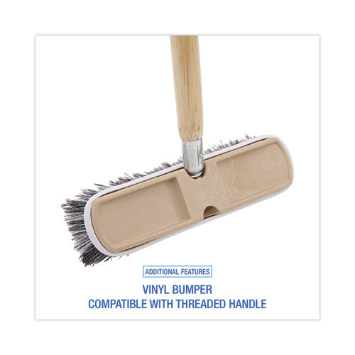 Image of Boardwalk® Polystyrene Vehicle Brush with Vinyl Bumper, Black/White Polystyrene Bristles, 10" Brush