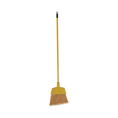 Image of Boardwalk® Corn Fiber Angled-Head Lobby Brooms, 55" Handle, Yellow, 12/carton