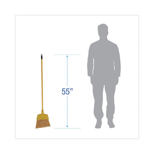 Image of Boardwalk® Corn Fiber Angled-Head Lobby Brooms, 55" Handle, Yellow, 12/carton