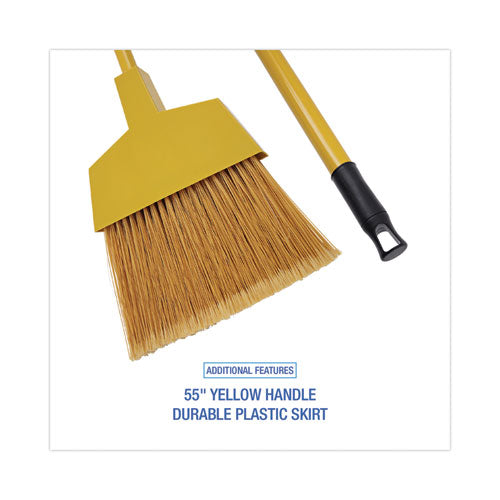 Image of Boardwalk® Corn Fiber Angled-Head Lobby Brooms, 55" Handle, Yellow, 12/carton