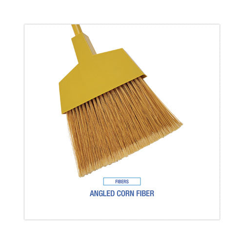 Image of Boardwalk® Corn Fiber Angled-Head Lobby Brooms, 55" Handle, Yellow, 12/carton