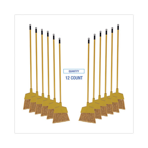 Image of Boardwalk® Corn Fiber Angled-Head Lobby Brooms, 55" Handle, Yellow, 12/carton
