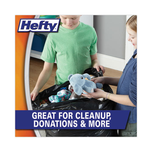 Image of Hefty® Easy Flaps Trash Bags, Tie-Flap, 30 gal, 0.85 mil, 30" x 33", Black, 40 Bags/Box, 6 Boxes/Carton