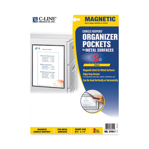 Image of C-Line® Magnetic Cubicle Keepers Display Holders, 9.2 x 11.69, Magnetic Mount, Clear, 2/Pack