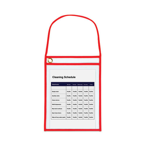 Image of C-Line® 1-Pocket Shop Ticket Holder w/Setrap and Red Stitching, 75-Sheet, 9 x 12, 15/Box