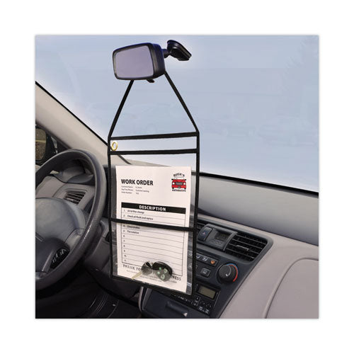 Image of C-Line® 2-Pocket Shop Ticket Holder w/Setrap, Black Stitching, 150-Sheet, 9 x 12, 15/Box