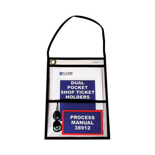 Image of C-Line® 2-Pocket Shop Ticket Holder w/Setrap, Black Stitching, 150-Sheet, 9 x 12, 15/Box
