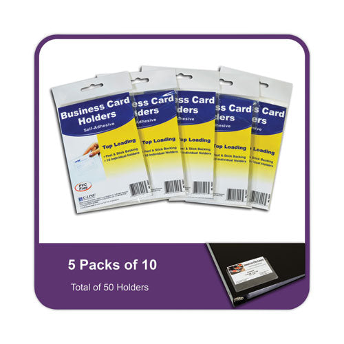 Image of C-Line® Self-Adhesive Business Card Holders, Top Load, 2 x 3.5, Clear, 10/Pack