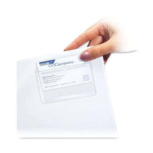 Image of C-Line® Self-Adhesive Business Card Holders, Top Load, 2 x 3.5, Clear, 10/Pack