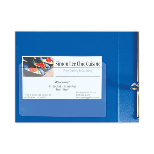 Image of C-Line® Self-Adhesive Business Card Holders, Top Load, 2 x 3.5, Clear, 10/Pack