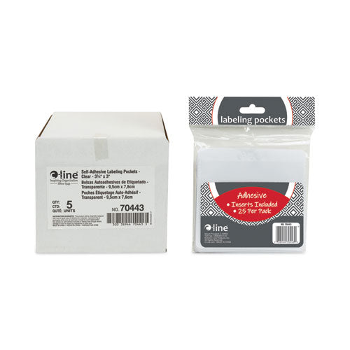 Image of C-Line® Self-Adhesive Labeling Pockets, Top Load, 3.75 x 3, Clear, 25/Pack