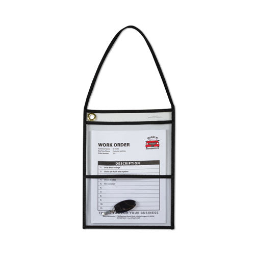 Image of C-Line® 2-Pocket Shop Ticket Holder w/Setrap, Black Stitching, 150-Sheet, 9 x 12, 15/Box
