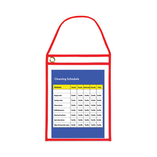Image of C-Line® 1-Pocket Shop Ticket Holder w/Setrap and Red Stitching, 75-Sheet, 9 x 12, 15/Box
