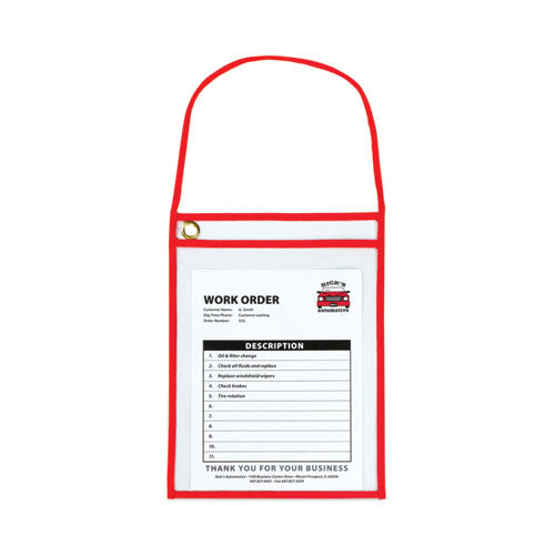 Image of C-Line® 1-Pocket Shop Ticket Holder w/Setrap and Red Stitching, 75-Sheet, 9 x 12, 15/Box
