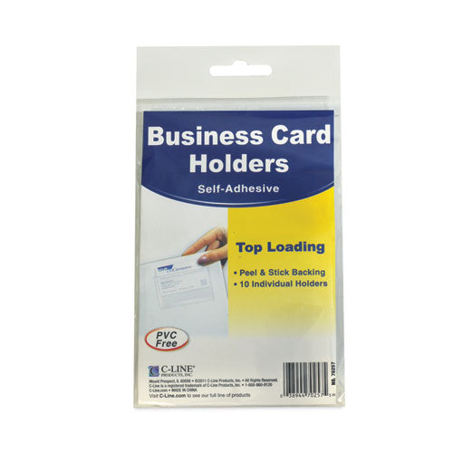 Image of C-Line® Self-Adhesive Business Card Holders, Top Load, 2 x 3.5, Clear, 10/Pack