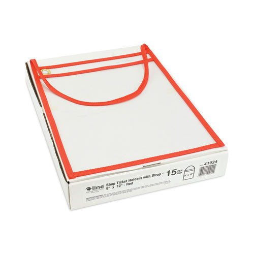 Image of C-Line® 1-Pocket Shop Ticket Holder w/Setrap and Red Stitching, 75-Sheet, 9 x 12, 15/Box