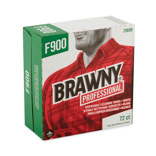 Image of Brawny® Professional FLAX 900 Heavy Duty Cloths, 9 x 16.5, White, 72/Box, 10 Box/Carton