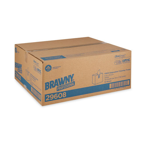 Image of Brawny® Professional FLAX 900 Heavy Duty Cloths, 9 x 16.5, White, 72/Box, 10 Box/Carton