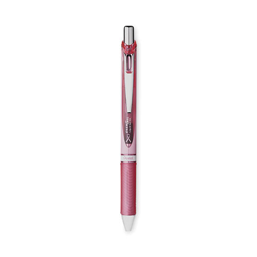 Image of Pentel® EnerGel RTX Breast Cancer Awareness Gel Pen, Retractable, Medium 0.7 mm, Black Ink, Pink/Silver Barrel, 3/Pack