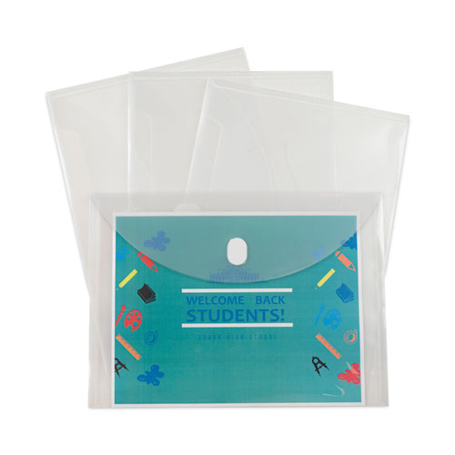 Image of C-Line® Reusable Poly Envelope, Hook/Loop Closure, 9.38 x 13, Clear, 5/Pack