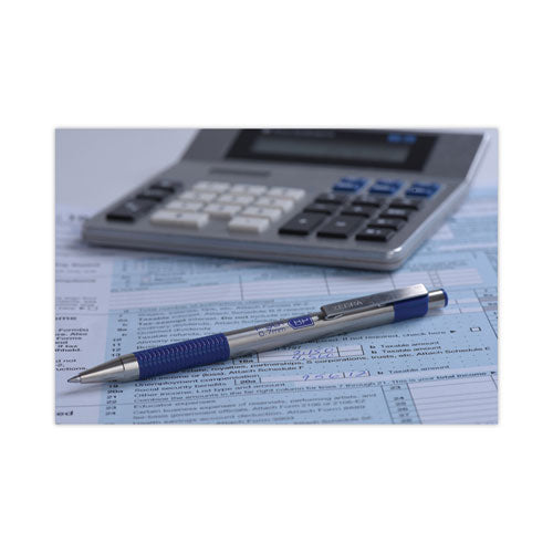 Image of Zebra® F-301 Ballpoint Pen, Retractable, Fine 0.7 Mm, Blue Ink, Stainless Steel/blue Barrel