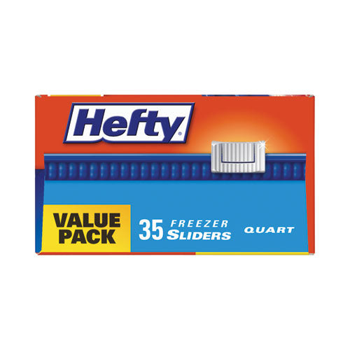 Image of Hefty® Slider Stand and Fill Freezer Storage Bags, 32 oz, 7" x 8", Clear, 35 Bags/Box, 9 Boxes/Carton