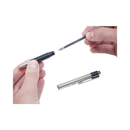 Image of Zebra® F-301 Ballpoint Pen, Retractable, Fine 0.7 Mm, Black Ink, Stainless Steel/black Barrel, 2/pack