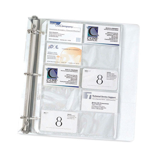 Image of C-Line® Business Card Binder Pages, For 2 X 3.5 Cards, Clear, 20 Cards/sheet, 10 Sheets/pack