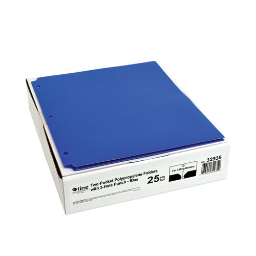 Image of C-Line® Two-Pocket Heavyweight Poly Portfolio Folder, 3-Hole Punch, 11 X 8.5, Blue, 25/box