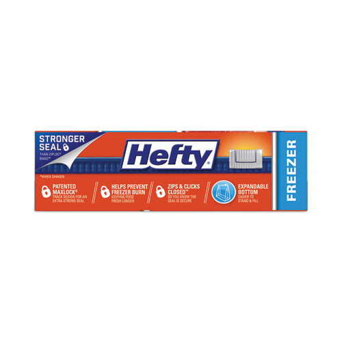 Image of Hefty® Slider Stand and Fill Freezer Storage Bags, 32 oz, 7" x 8", Clear, 35 Bags/Box, 9 Boxes/Carton