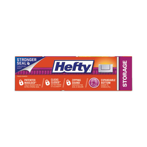 Image of Hefty® Slider Stand and Fill Food Storage Bags, Quart, 8" x 7", Clear, 40 Bags/Box, 9 Boxes/Carton