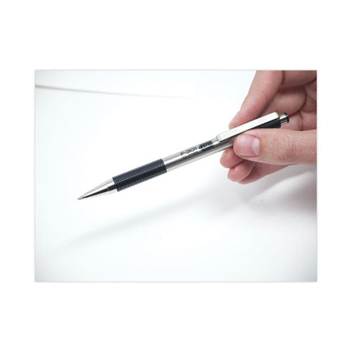 Image of Zebra® F-301 Ballpoint Pen, Retractable, Fine 0.7 Mm, Black Ink, Stainless Steel/black Barrel, 2/pack