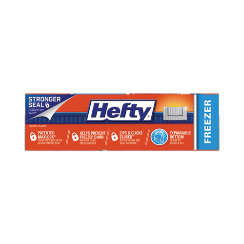 Image of Hefty® Slider Stand and Fill Freezer Storage Bags, 32 oz, 7" x 8", Clear, 35/Box