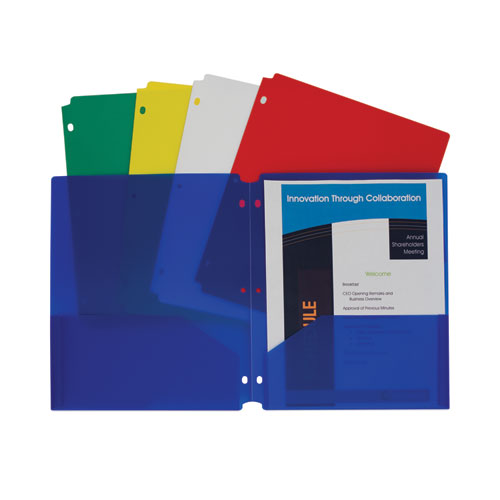Image of C-Line® Two-Pocket Heavyweight Poly Portfolio Folder, 3-Hole Punch, 11 X 8.5, Assorted, 10/pack