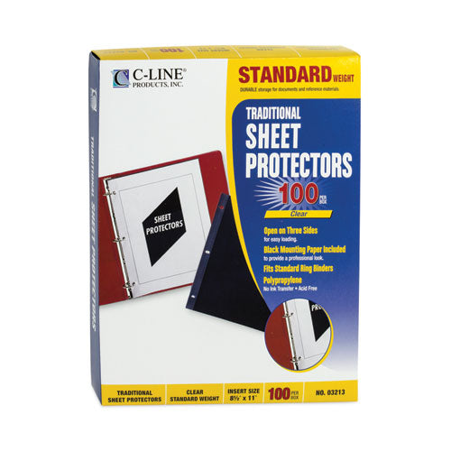 Image of C-Line® Traditional Polypropylene Sheet Protectors, Standard Weight, 11 x 8.5, 100/Box
