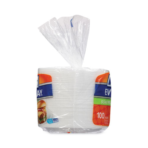 Image of Hefty® Soak Proof Tableware, Plate, Foam, 8.88" dia, White, 100/Pack, 6 Packs/Carton