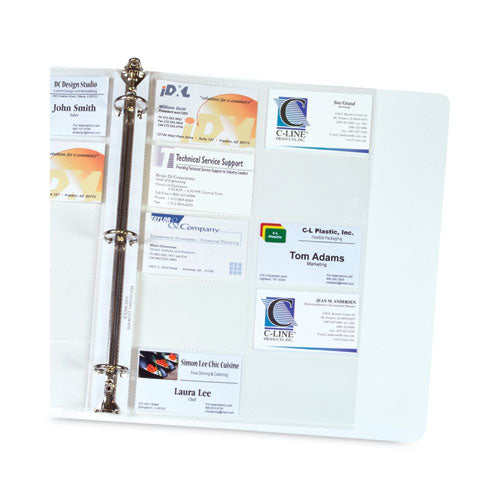 Image of C-Line® Business Card Binder Pages, For 2 X 3.5 Cards, Clear, 20 Cards/sheet, 10 Sheets/pack