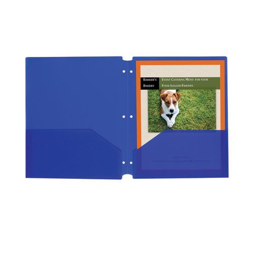 Image of C-Line® Two-Pocket Heavyweight Poly Portfolio Folder, 3-Hole Punch, 11 X 8.5, Blue, 25/box