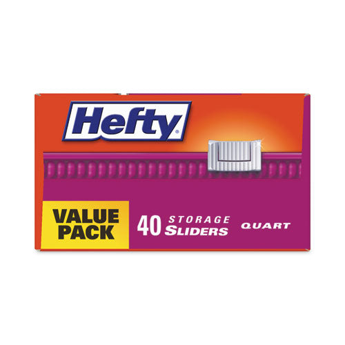 Image of Hefty® Slider Stand and Fill Food Storage Bags, Quart, 8" x 7", Clear, 40 Bags/Box, 9 Boxes/Carton