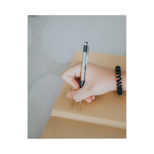 Image of Zebra® F-301 Ballpoint Pen, Retractable, Bold 1.6 mm, Black Ink, Stainless Steel/Black Barrel, 12/Pack