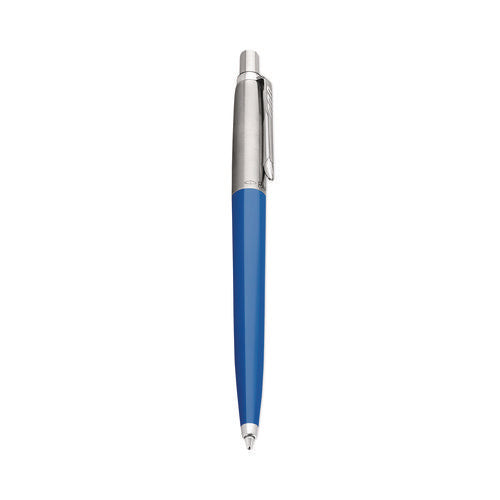 Image of Parker® Jotter Ballpoint Pen, Retractable, Medium 0.7 mm, Blue Ink, Royal Blue/Chrome Barrel