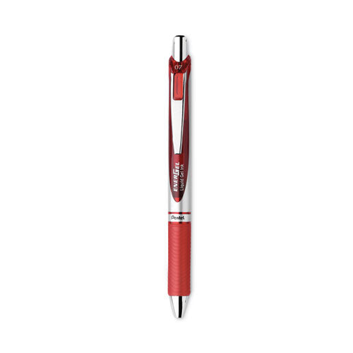 Image of Pentel® EnerGel RTX Gel Pen, Retractable, Medium 0.7 mm, Red Ink, Red/Gray Barrel, 3/Pack