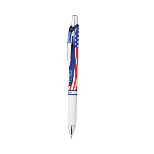 Image of Pentel® Energel Rtx Stars And Stripes Gel Pen, Retractable, Medium 0.7 Mm, Black Ink, Red/white/blue Barrel, Dozen