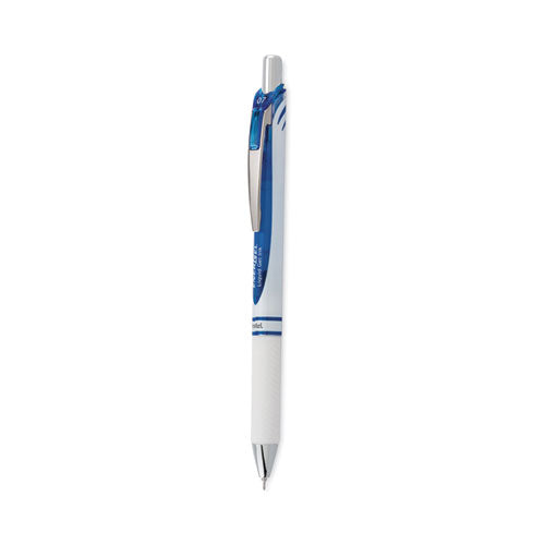Image of Pentel® Energel Pearl Gel Pen, Retractable, Medium 0.7 Mm, Blue Ink, White/blue Barrel, Dozen