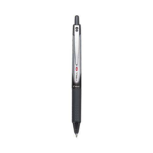 Image of Pilot® VBall RT Liquid Ink Rollerball Pen, Retractable, Fine 0.7 mm, Black Ink, Black/White Barrel
